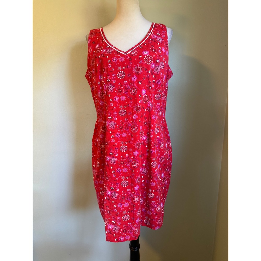 CDC Vintage Red Floral whimsi dainty boho Sleeveless y2k Dress14 cottage Pink - Picture 2 of 5